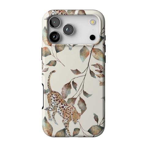 Autumn Cheetah Botanical Tough Phone Case