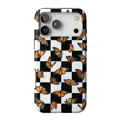 Checkered Monarch Butterfly Tough Phone Case for iPhone 17 Pro Max - The Urban Flair