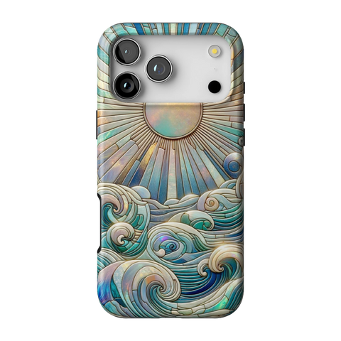 Sun Rays & Ocean Waves Stained Glass Tough Phone Case for iPhone 17 Pro Max - The Urban Flair