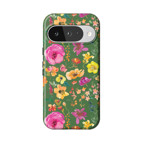 Green Watercolor Flowers Tough Phone Case for Pixel 10 - The Urban Flair
