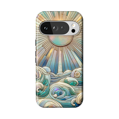 Sun Rays & Ocean Waves Stained Glass Tough Phone Case for Pixel 10 Pro - The Urban Flair