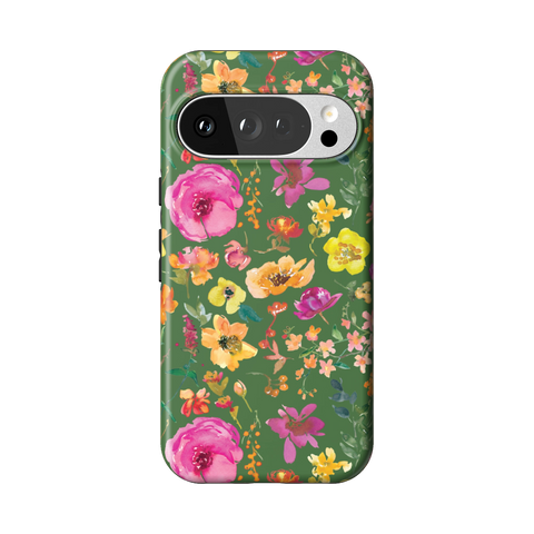 Green Watercolor Flowers Tough Phone Case for Pixel 10 Pro - The Urban Flair