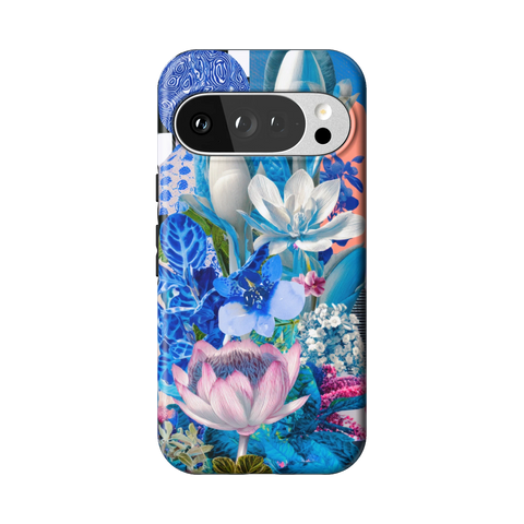 Blue Lotus Botanical Collage Tough Phone Case for Pixel 10 Pro - The Urban Flair