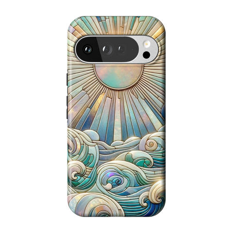 Sun Rays & Ocean Waves Stained Glass Tough Phone Case for Pixel 10 Pro XL - The Urban Flair