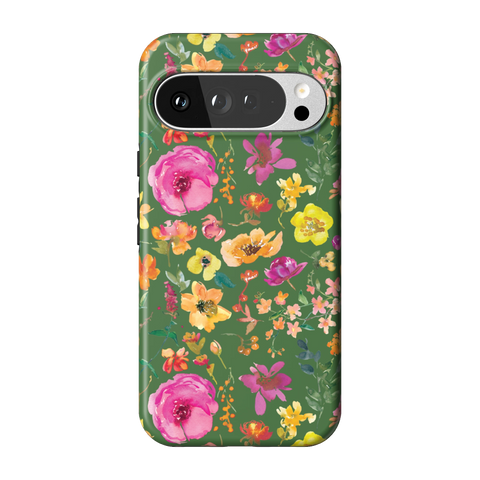 Green Watercolor Flowers Tough Phone Case for Pixel 10 Pro XL - The Urban Flair