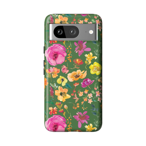 Green Watercolor Flowers Tough Phone Case for Pixel 8 - The Urban Flair