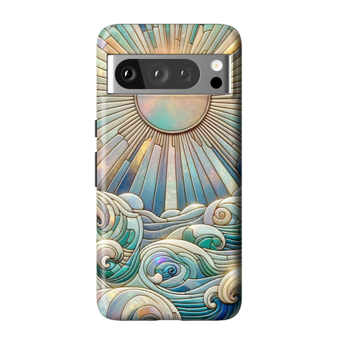 Sun Rays & Ocean Waves Stained Glass Tough Phone Case for Pixel 8 Pro - The Urban Flair