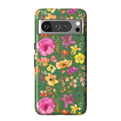 Green Watercolor Flowers Tough Phone Case for Pixel 8 Pro - The Urban Flair