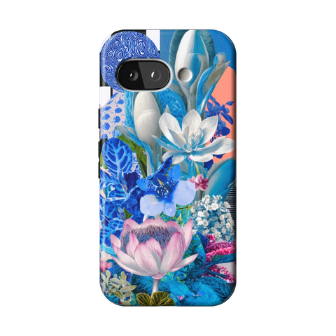 Blue Lotus Botanical Collage Tough Phone Case for Pixel 9a - The Urban Flair