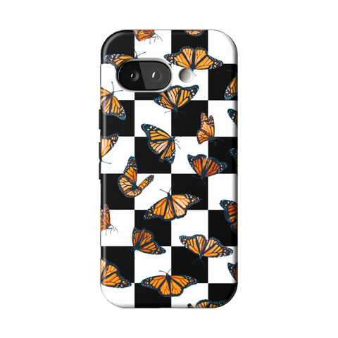 Checkered Monarch Butterfly Tough Phone Case for Pixel 9a - The Urban Flair