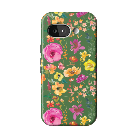 Green Watercolor Flowers Tough Phone Case for Pixel 9a - The Urban Flair