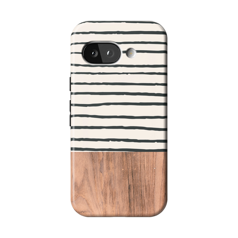 Striped Wood Print Tough Phone Case for Pixel 9a - The Urban Flair