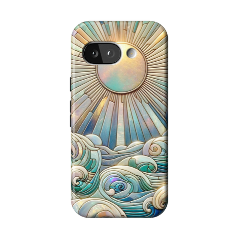 Sun Rays & Ocean Waves Stained Glass Tough Phone Case for Pixel 9a - The Urban Flair