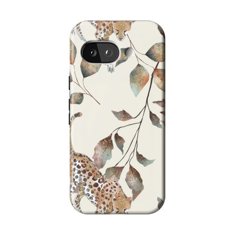 Autumn Cheetah Botanical Tough Phone Case for Pixel 9a - The Urban Flair