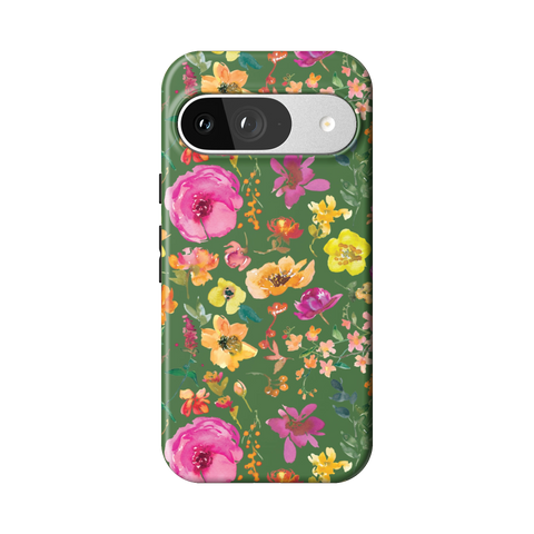 Green Watercolor Flowers Tough Phone Case for Pixel 9 - The Urban Flair