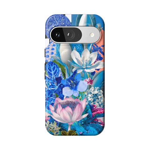 Blue Lotus Botanical Collage Tough Phone Case for Pixel 9 - The Urban Flair