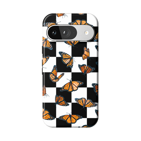 Checkered Monarch Butterfly Tough Phone Case for Pixel 9 - The Urban Flair