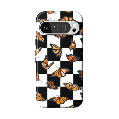 Checkered Monarch Butterfly Tough Phone Case for Pixel 9 Pro - The Urban Flair