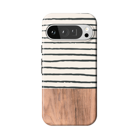 Striped Wood Print Tough Phone Case for Pixel 9 Pro - The Urban Flair