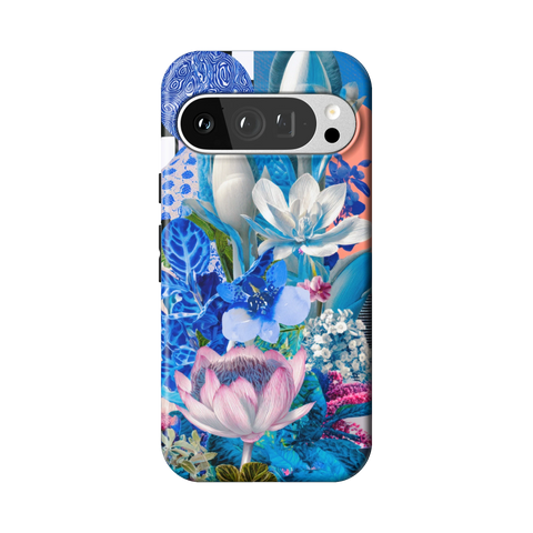 Blue Lotus Botanical Collage Tough Phone Case for Pixel 9 Pro - The Urban Flair