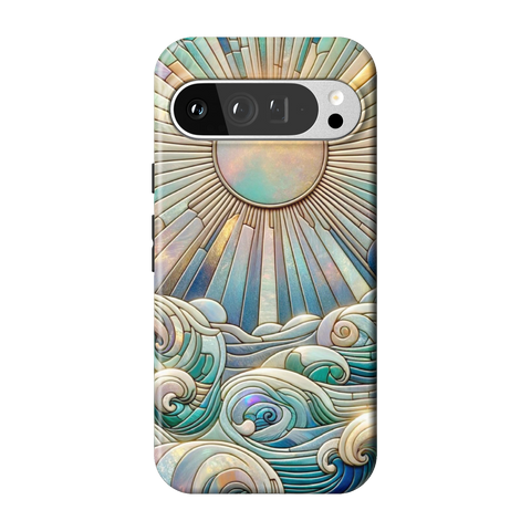 Sun Rays & Ocean Waves Stained Glass Tough Phone Case for Pixel 9 Pro XL - The Urban Flair