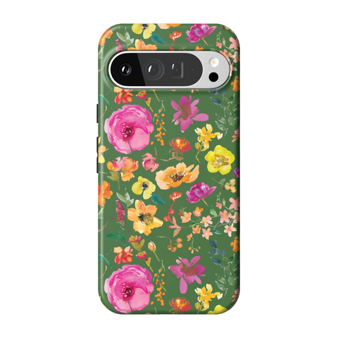 Green Watercolor Flowers Tough Phone Case for Pixel 9 Pro XL - The Urban Flair