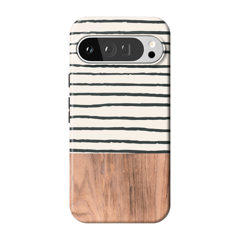 Striped Wood Print Tough Phone Case for Pixel 9 Pro XL - The Urban Flair