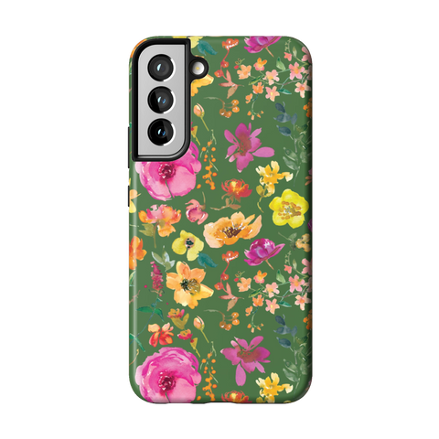 Green Watercolor Flowers Tough Phone Case for Galaxy S22 Plus - The Urban Flair