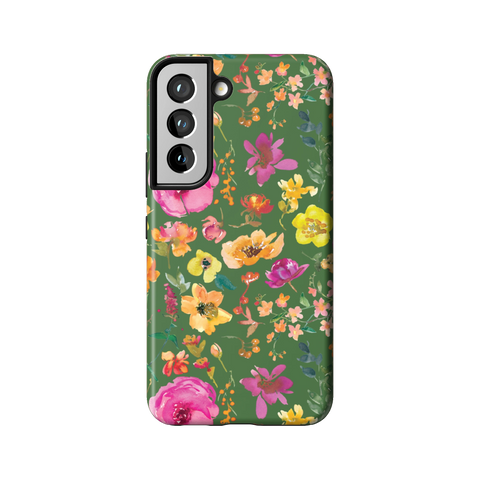 Green Watercolor Flowers Tough Phone Case for Galaxy S22 - The Urban Flair