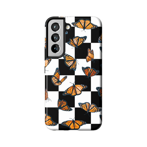 Checkered Monarch Butterfly Tough Phone Case for Galaxy S22 - The Urban Flair
