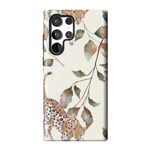 Autumn Cheetah Botanical Tough Phone Case for Galaxy S22 Ultra - The Urban Flair