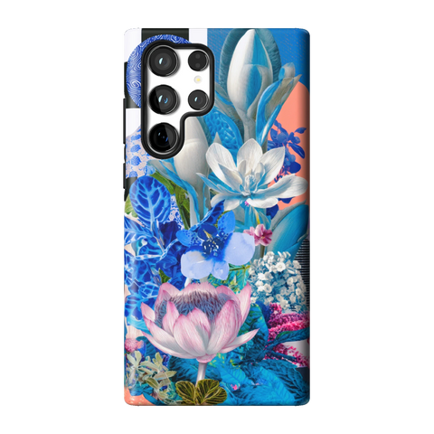 Blue Lotus Botanical Collage Tough Phone Case for Galaxy S22 Ultra - The Urban Flair