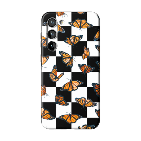 Checkered Monarch Butterfly Tough Phone Case for Galaxy S23 Plus - The Urban Flair
