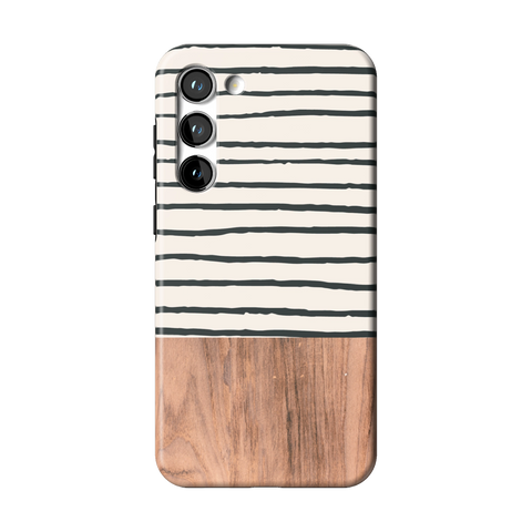 Striped Wood Print Tough Phone Case for Galaxy S23 Plus - The Urban Flair