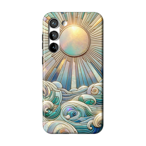 Sun Rays & Ocean Waves Stained Glass Tough Phone Case for Galaxy S23 Plus - The Urban Flair