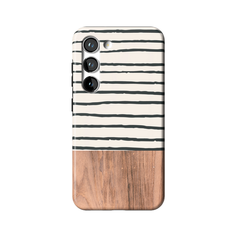 Striped Wood Print Tough Phone Case for Galaxy S23 - The Urban Flair