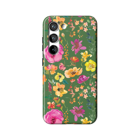 Green Watercolor Flowers Tough Phone Case for Galaxy S23 - The Urban Flair