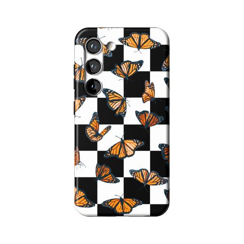 Checkered Monarch Butterfly Tough Phone Case for Galaxy S23 - The Urban Flair
