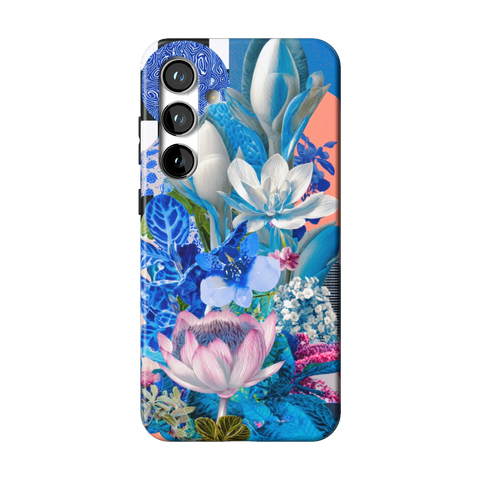 Blue Lotus Botanical Collage Tough Phone Case for Galaxy S24 Plus - The Urban Flair