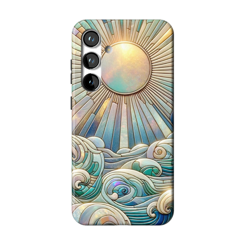 Sun Rays & Ocean Waves Stained Glass Tough Phone Case for Galaxy S24 Plus - The Urban Flair