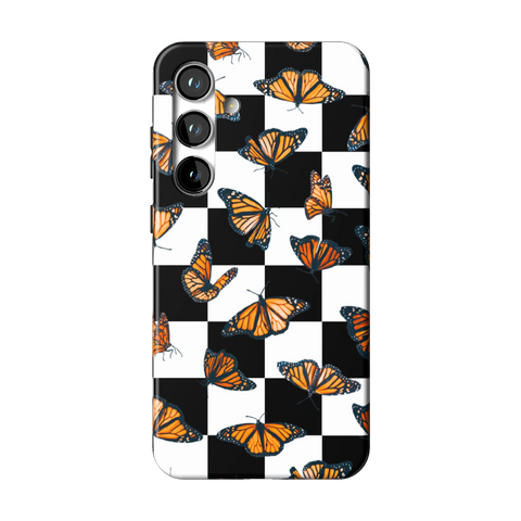 Checkered Monarch Butterfly Tough Phone Case for Galaxy S24 Plus - The Urban Flair