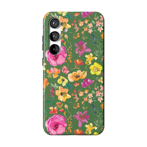 Green Watercolor Flowers Tough Phone Case for Galaxy S24 Plus - The Urban Flair