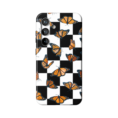 Checkered Monarch Butterfly Tough Phone Case for Galaxy S24 - The Urban Flair