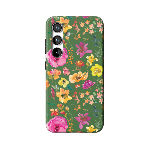 Green Watercolor Flowers Tough Phone Case for Galaxy S24 - The Urban Flair
