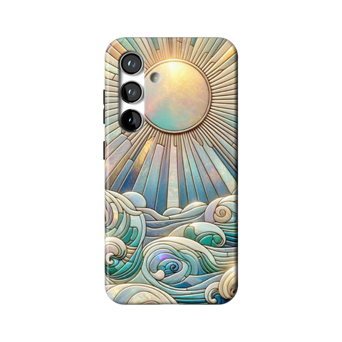 Sun Rays & Ocean Waves Stained Glass Tough Phone Case for Galaxy S24 - The Urban Flair