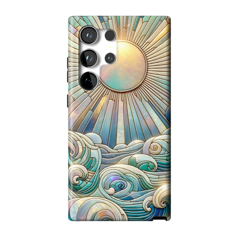 Sun Rays & Ocean Waves Stained Glass Tough Phone Case for Galaxy S24 Ultra - The Urban Flair