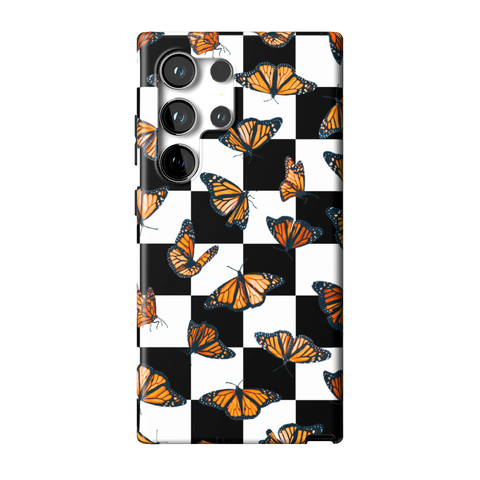 Checkered Monarch Butterfly Tough Phone Case for Galaxy S24 Ultra - The Urban Flair