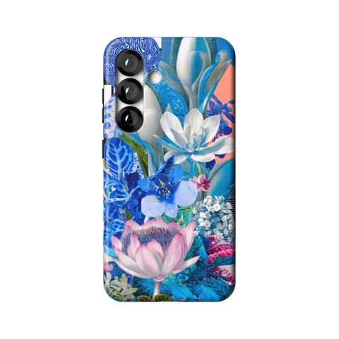 Blue Lotus Botanical Collage Tough Phone Case for Galaxy S25 - The Urban Flair