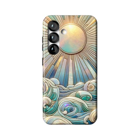 Sun Rays & Ocean Waves Stained Glass Tough Phone Case for Galaxy S25 - The Urban Flair