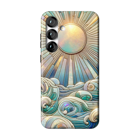 Sun Rays & Ocean Waves Stained Glass Tough Phone Case for Galaxy S25 Plus - The Urban Flair